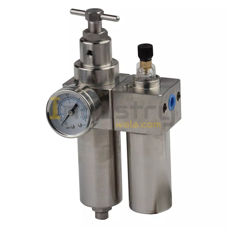 Airmax MIDI Series Stainless Steel Air Filter, Regulator and Lubricator (FRL) 2PC Unit