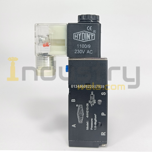 Hydint Pneumatic Single Solenoid Valve 5/2 Way 1/4 inch and 1/2 inch