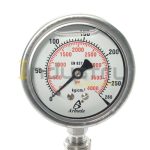Hydraulic Pressure Gauge Glycerin Filled Bourdon Type All SS 4" Dial