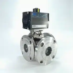 3 Way Ball Valve Pneumatic Actuator operated 'L' / 'T' Port Screwed / Flange End Class 150# / 300#