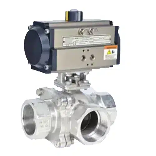 3 Way Ball Valve Pneumatic Actuator operated 'L' / 'T' Port Screwed / Flange End Class 150# / 300# - Image 6