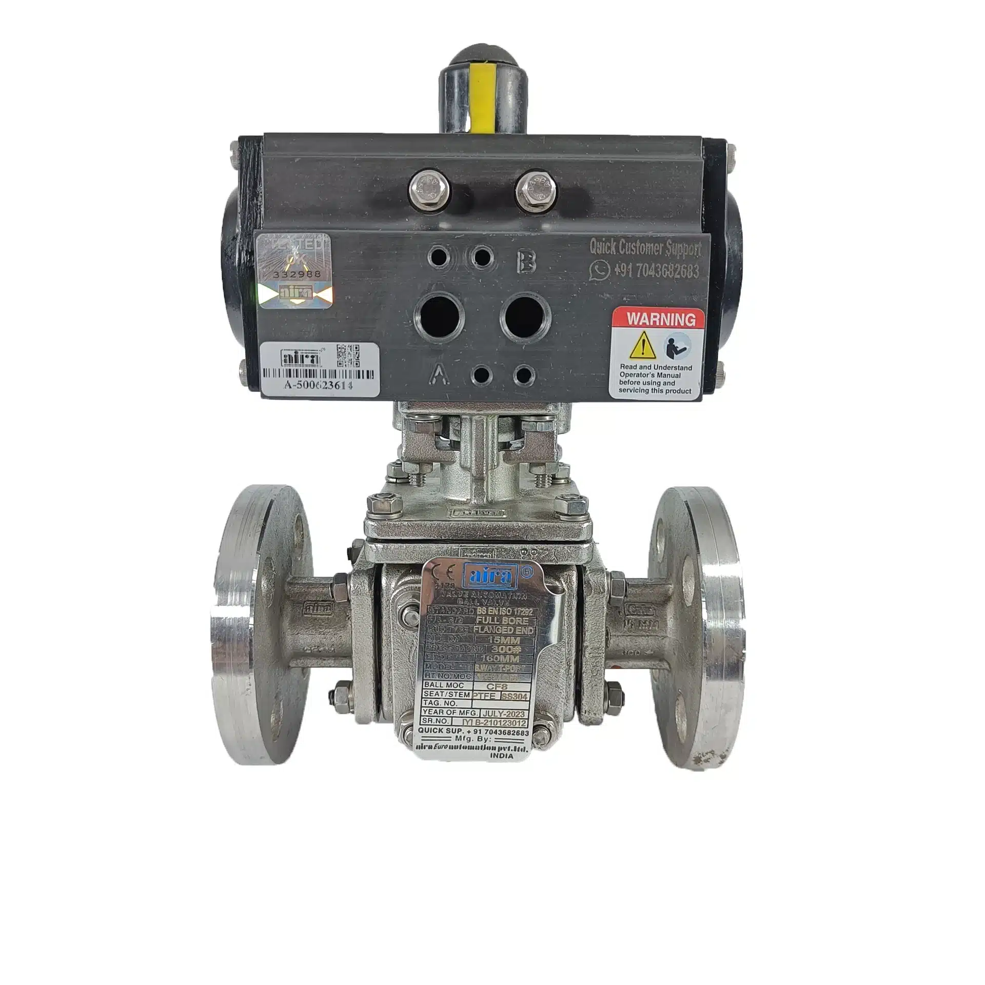3 Way Ball Valve Pneumatic Actuator operated 'L' / 'T' Port Screwed / Flange End Class 150# / 300# - Image 3