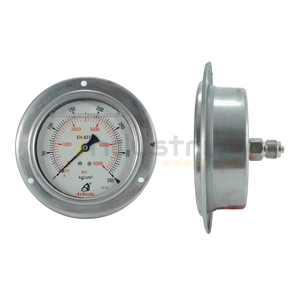 Pressure Gauge Bourdon Type All SS 4″ Dial Back Connection (3)