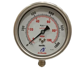 Pressure Gauge Bourdon used for measuring pressure in industrial piping and machinery systems