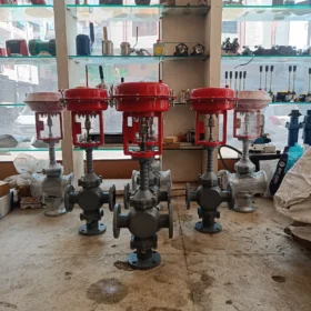 Aira 3LCS Pneumatic Actuator operated SS Body Straight Type Mixing and Diverting On/Off Control Valve