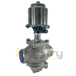 Aira 3LCS Pneumatic Actuator operated SS Body Straight Type Mixing and Diverting On/Off Control Valve